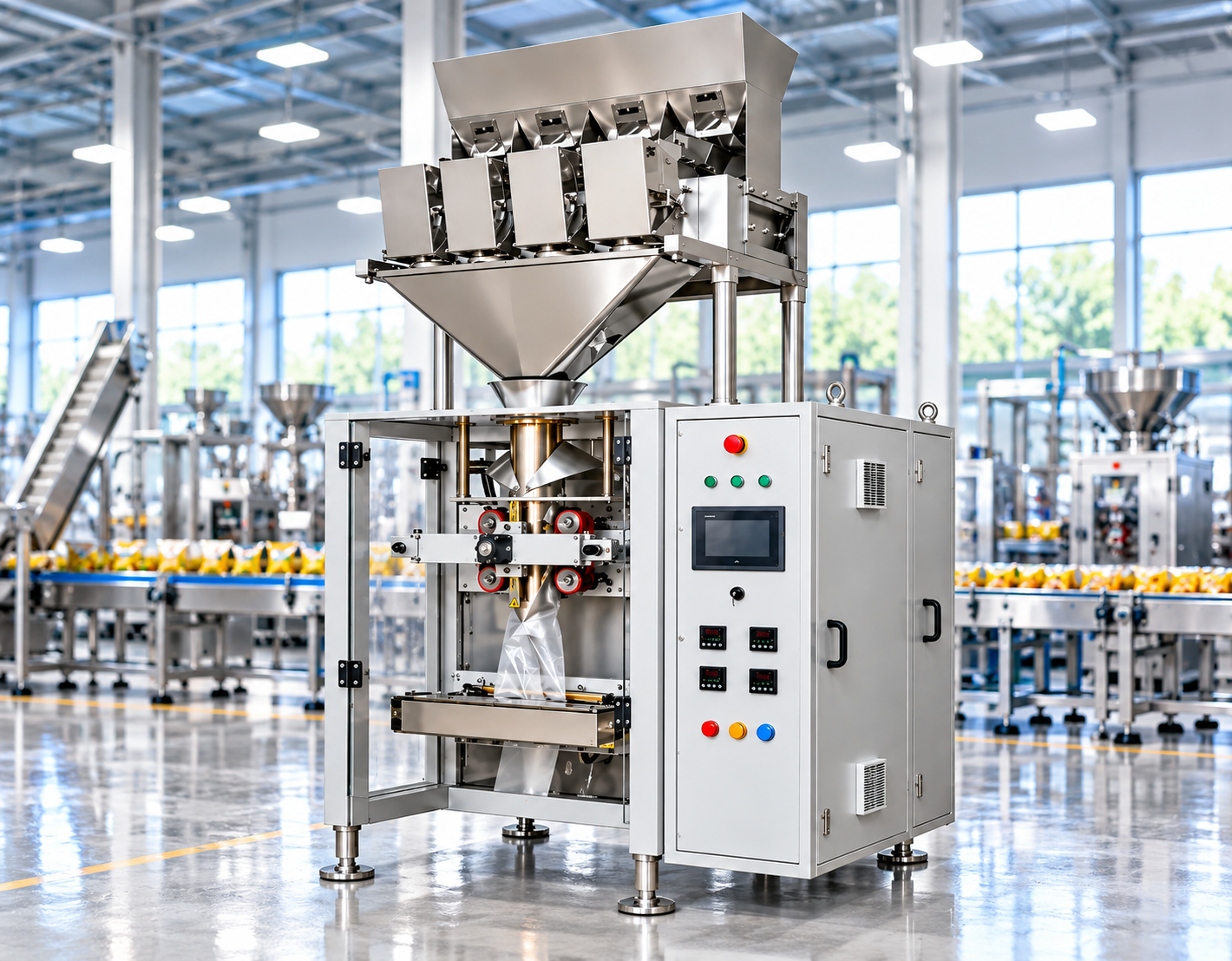 Four Head Weigher Collar Tipe Pouch Packing Machine